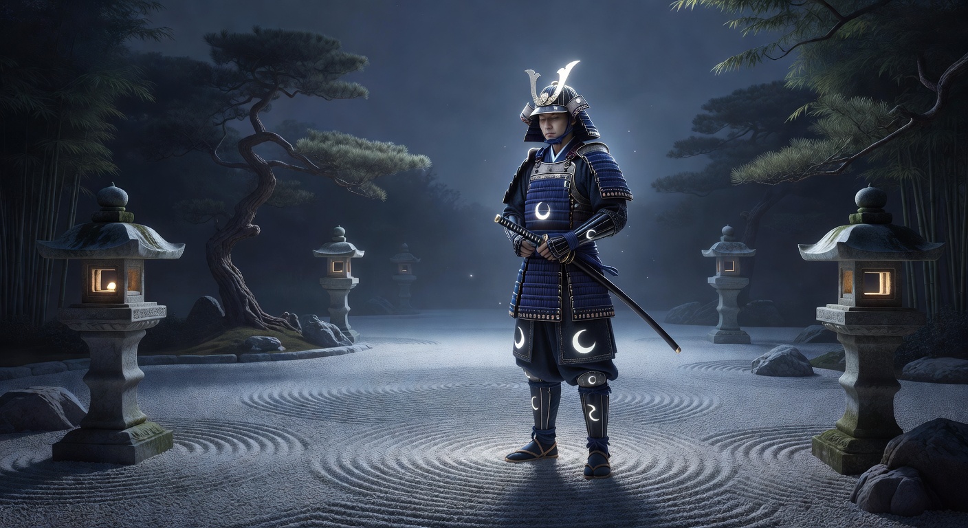 武士の月夜瞑想